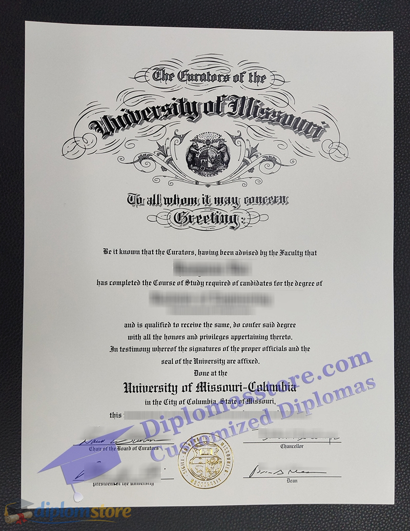 University of Missouri Columbia diploma