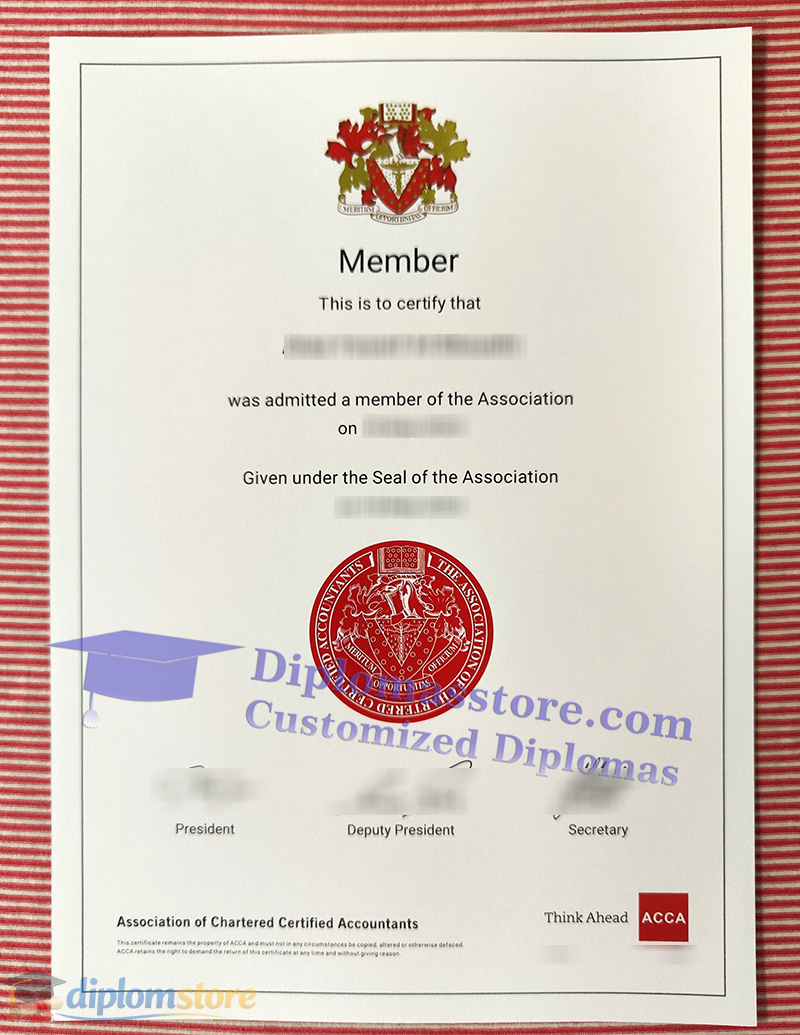 ACCA member certificate