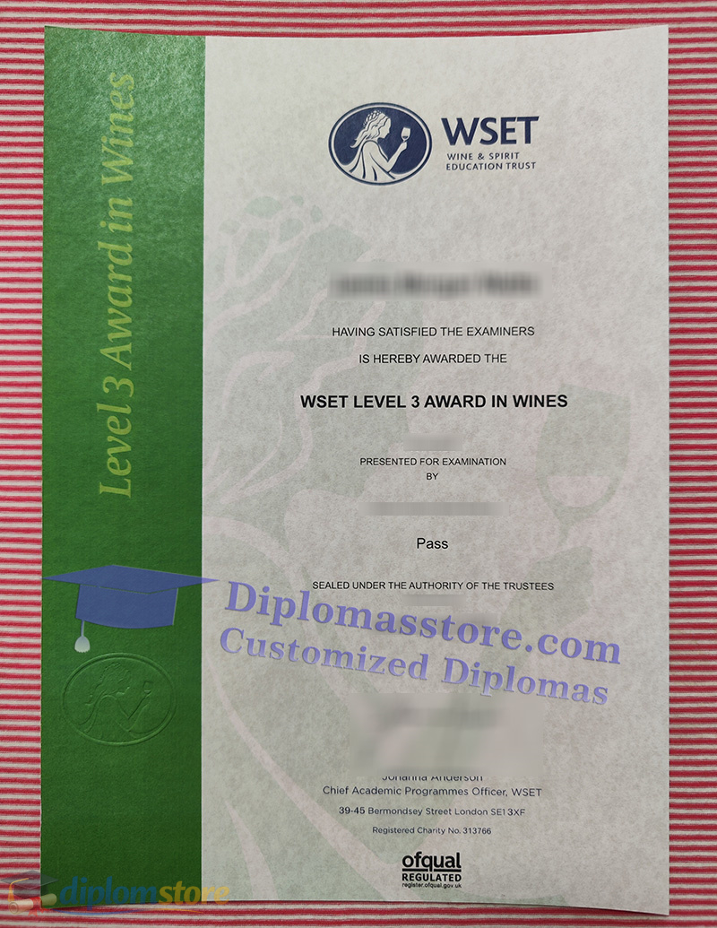 WSET level 3 award certificate