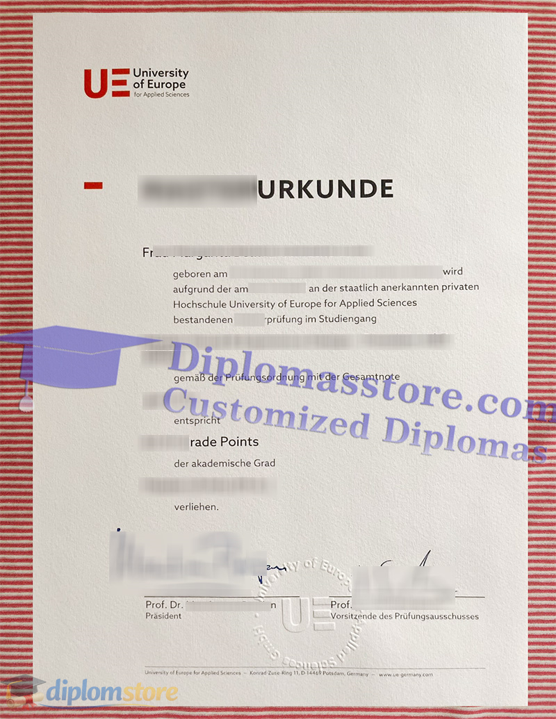 University of Europe urkunde, University of Europe Qualification,