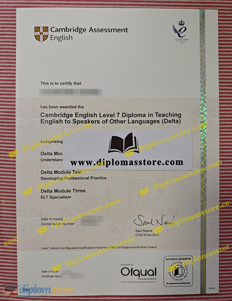 Cambridge DELTA certificate