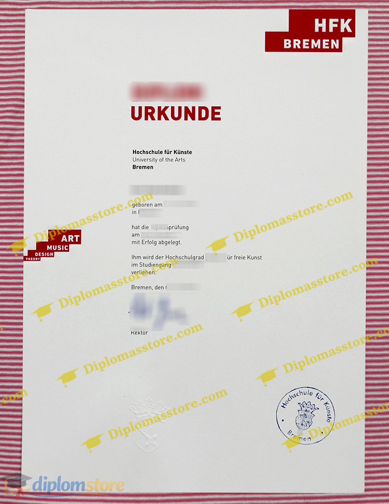 Hochschule für Künste Bremen urkunde