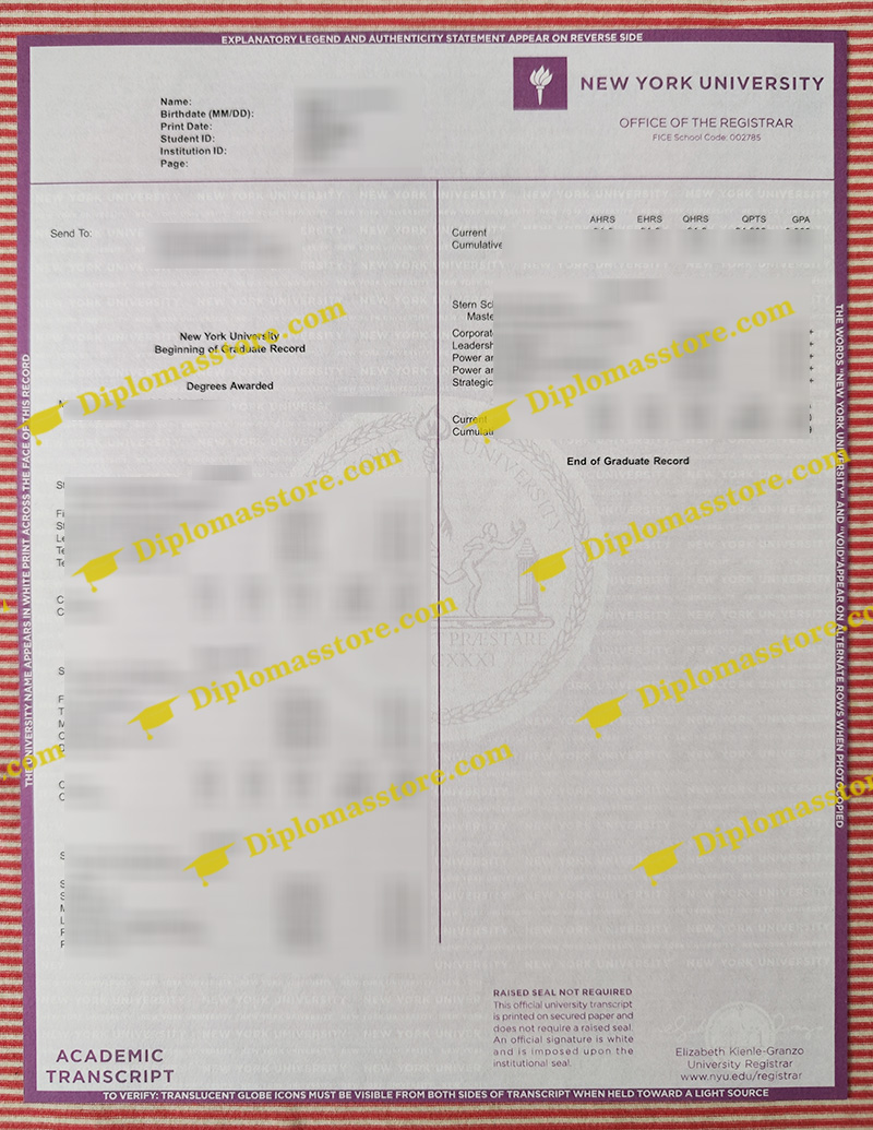 New York University transcript