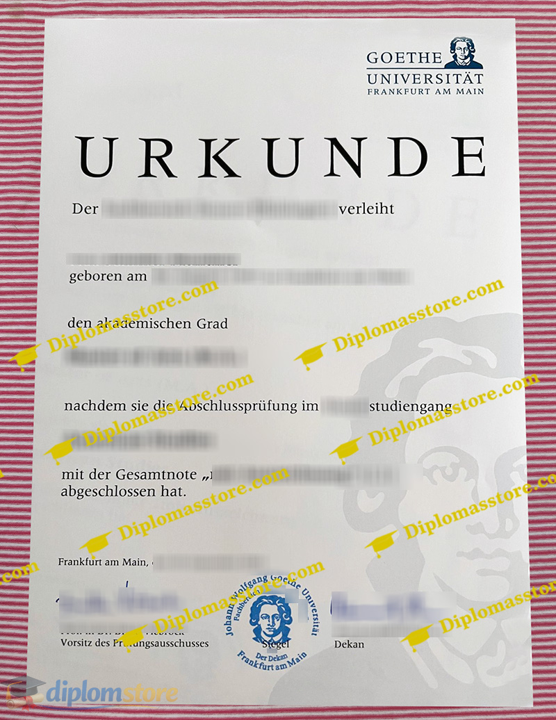 Goethe-Universität Qualification, Goethe-Universität urkunde,