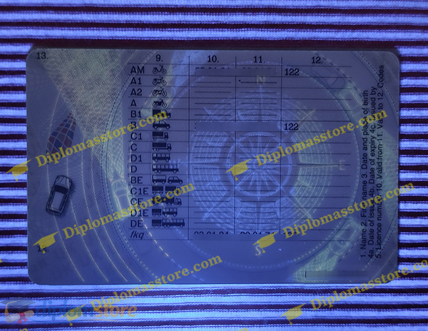 UK Driving licence under UV light