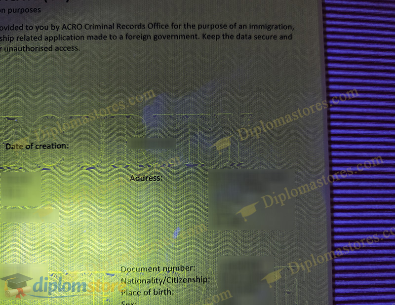 ACRO Credentials with invisible fluorescent micro printing