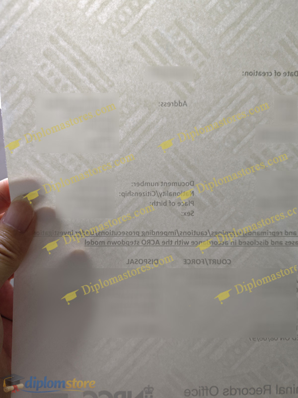 ACRO Credentials on watermark paper