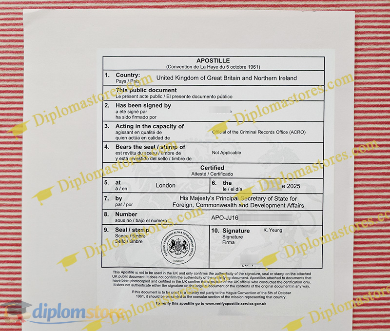 ACRO Credentials with UK apostille