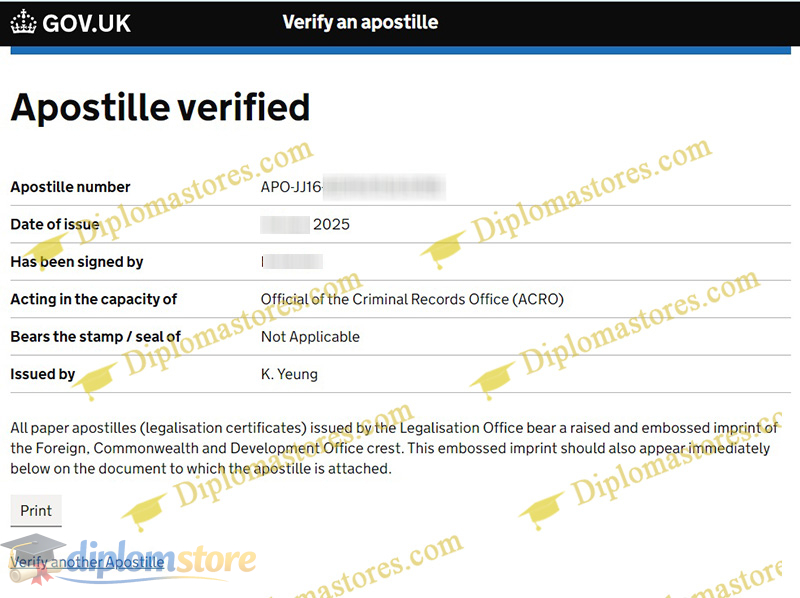 verifiable UK apostille for ACRO Credentials