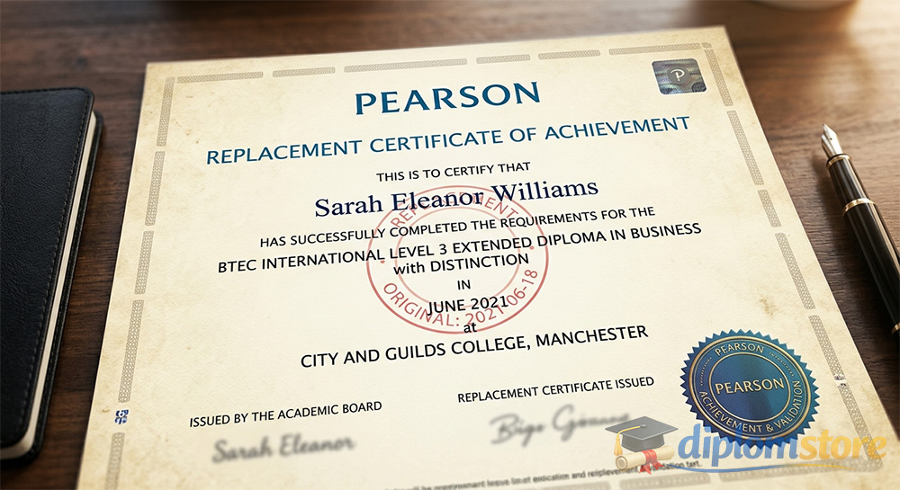 Replacement Pearson certificate