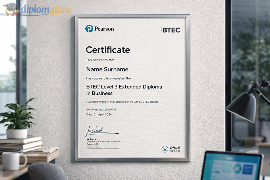 BTEC certificate office display